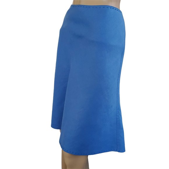 Anne Klein Women's Size 10 Blue Linen Skirt Hidden Back Zipper Knee Length - Picture 1 of 6